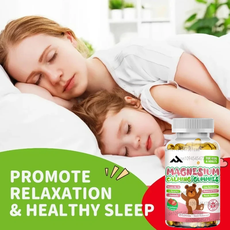 Children's Magnesium Gummies with Magnesium Glycinate & L-Threonine Vitamin B6 & D3 for Relaxation Brain & Bone Health