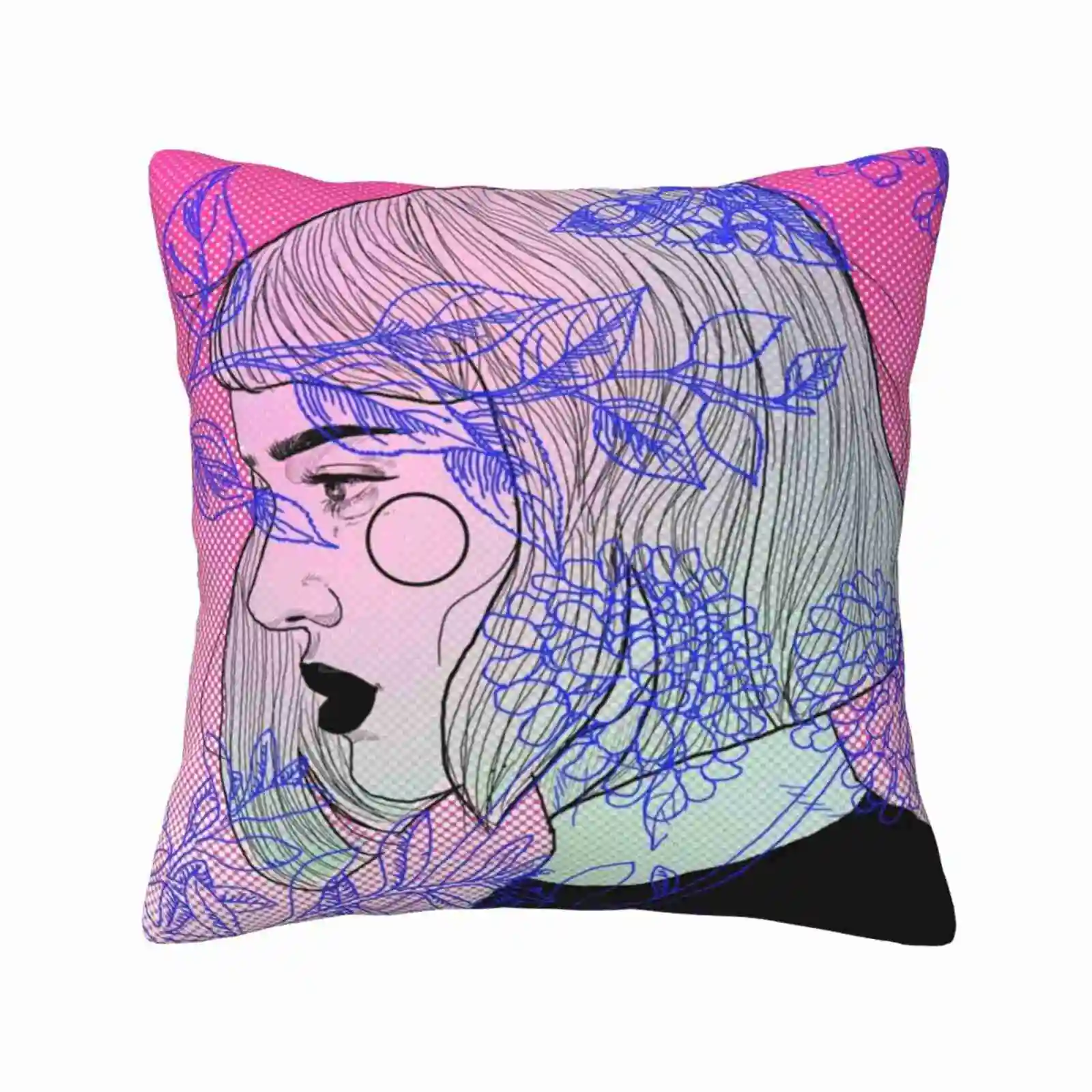 Impatient Funny Cute Decor Square Pillowcase Pink Neon Pop Art Art Nouveau Surrealism Girl Portrait Cool Tumblr Hipster Love