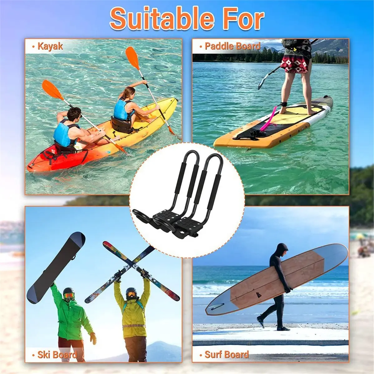 (A95Z] Kayak Roof Rack 1 Pairs J-Bar Carrier for Canoe, SUV, Cars, Trucks, Surf Ski, Car Top Mount Racks for Trip