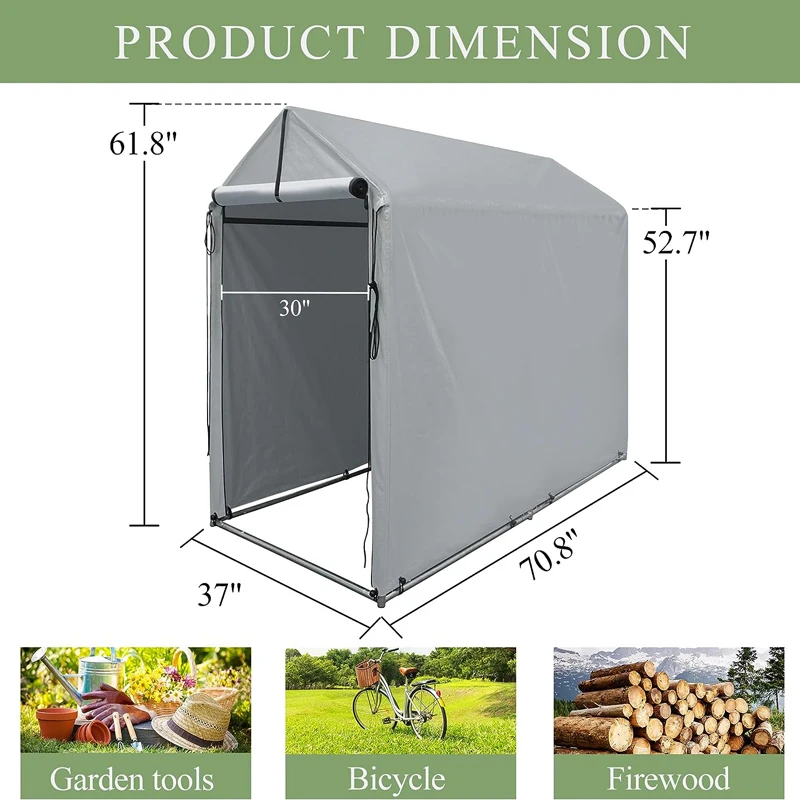 Outdoor Storage Shed Bike Cover for Lawn Mower and Garden Tools Storage Motorcycle Garden Storage Tent Trailer Bike