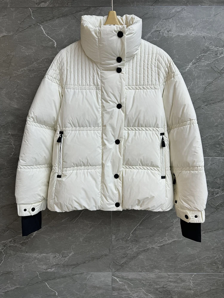 SVORYXIU الشتاء عارضة نمط الوقوف طوق سحابات يندبروف تصميم أسفل سترة المرأة الأزياء الأبيض رشاقته الدافئة أسفل سترة #1