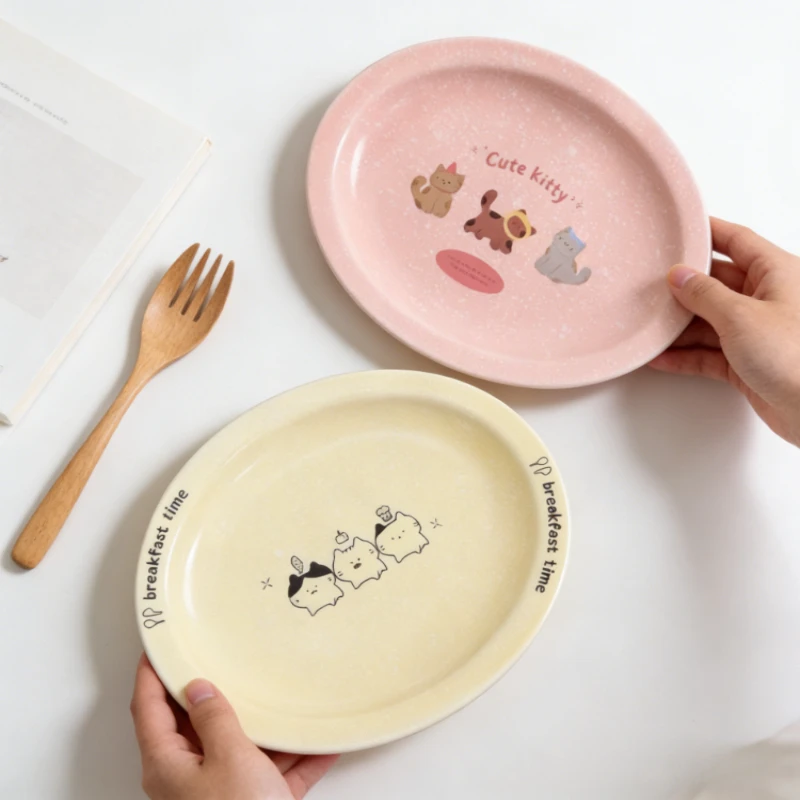 

Cute Small Animals Oval Dinner Plates Household Breakfast Plate High Temperature Resistant Dish Plate Dessert Plates Fish Plates