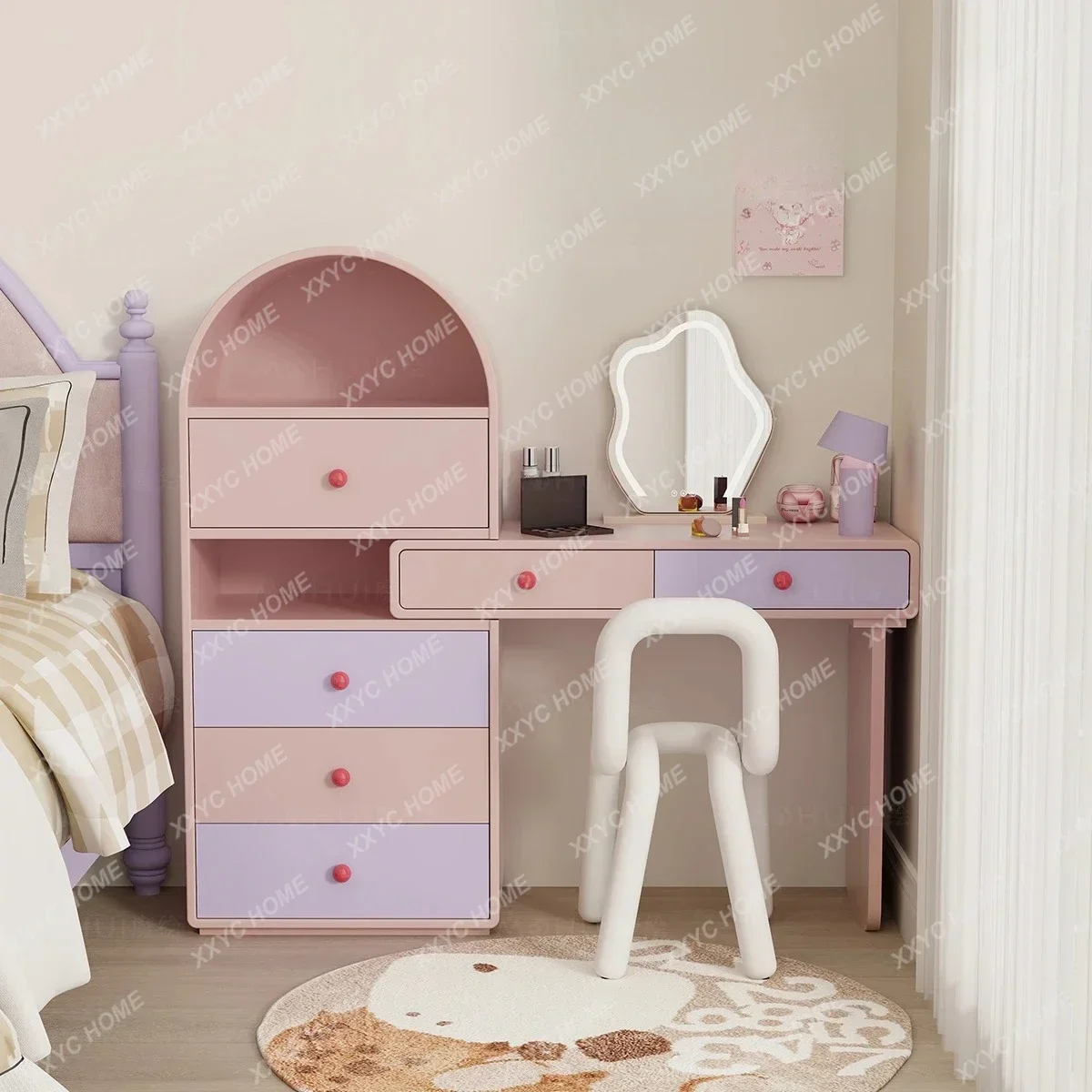 Y1 Master 1bedroom minimalist dressing desk bedside storage makeup table cream bucket cabinet desk integrated
