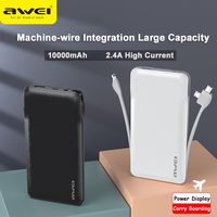 Awei P51K Portable Power Bank 10000mAh Fast Charging With Type-C Micro Cable Business Style For Work Outdoor Travel Powerbank