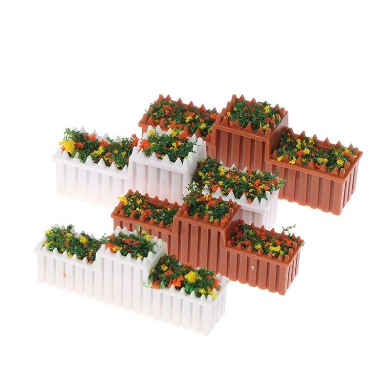 1Pc Dollhouse Miniature Flowers Garden Flower Bed Flower Pot Potted Plant Green Square Flower Bed Planter Model