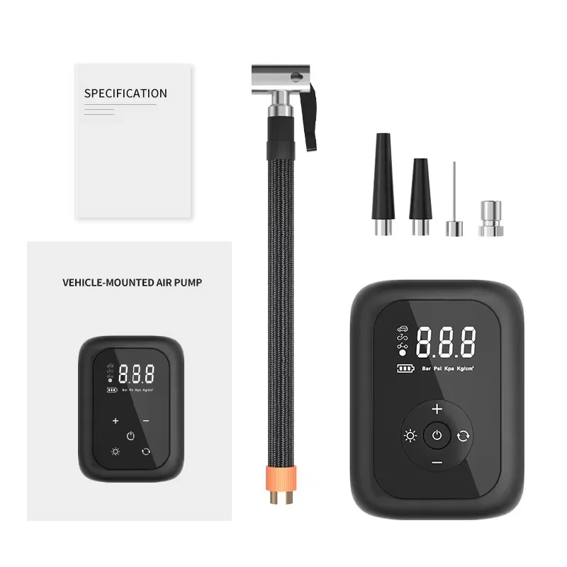Portable Tire Inflator Auto Air Compressor 150 psi Motorcycle Electric Bicycle Bicycle Ball Pump with Light Emitting Diode Light