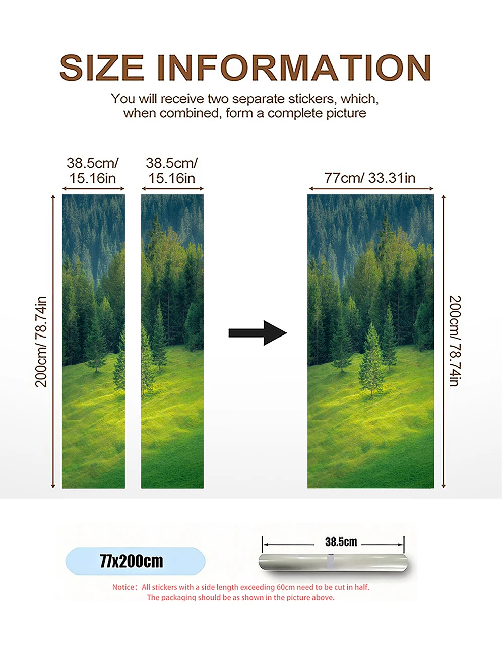 Misty Forest Gradient Fridge Stickers Self Adhesive Waterproof Anti Scratch Refrigerator Kitchen Home Wrap Wallpaper Decor