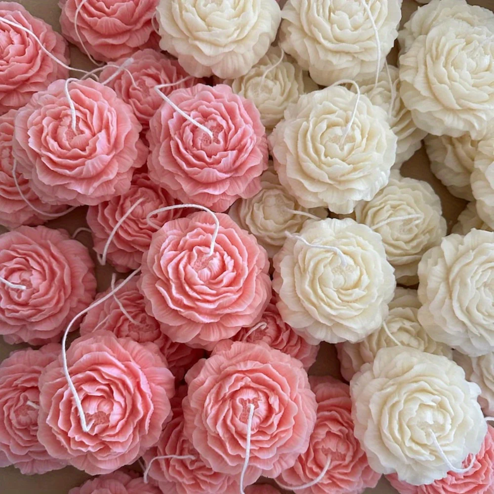 Blühende Pfingstrosen-Blumen Kerzenform aus Silikon, Rosen-Blumen Silikonform für Hochzeitsgeschenke, Brautparty-Geschenke, Brautjungfern-Geschenk