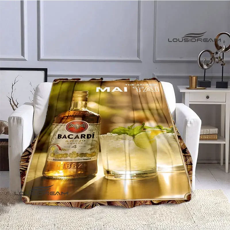 Bacardi wine logo print blanket children warm beautiful flannel soft and comfortable home travel blanket birthday gift