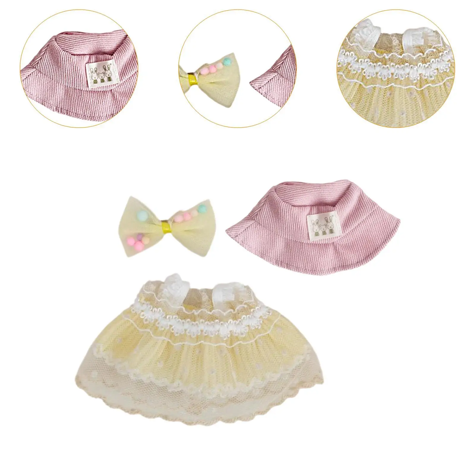 15 cm 17 cm vestiti per bambole ragazza vestito cappello da coniglio accessorio per bambini alla moda giochi di finzione vestiti per bambole carini bambola vestire compleanno per bambini