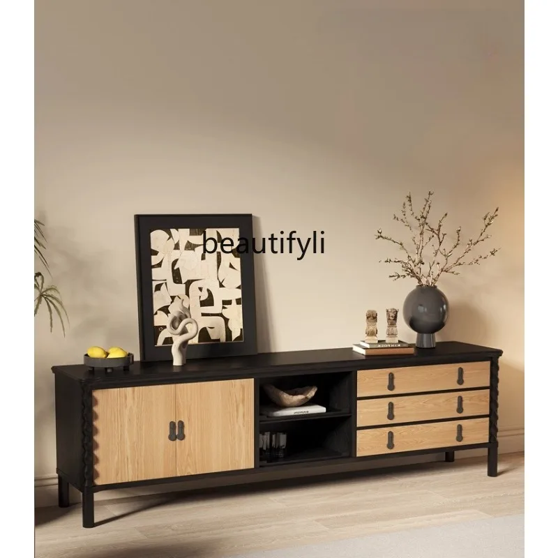 

Solid wood TV cabinet American medieval living room coffee table TV cabinet combination locker