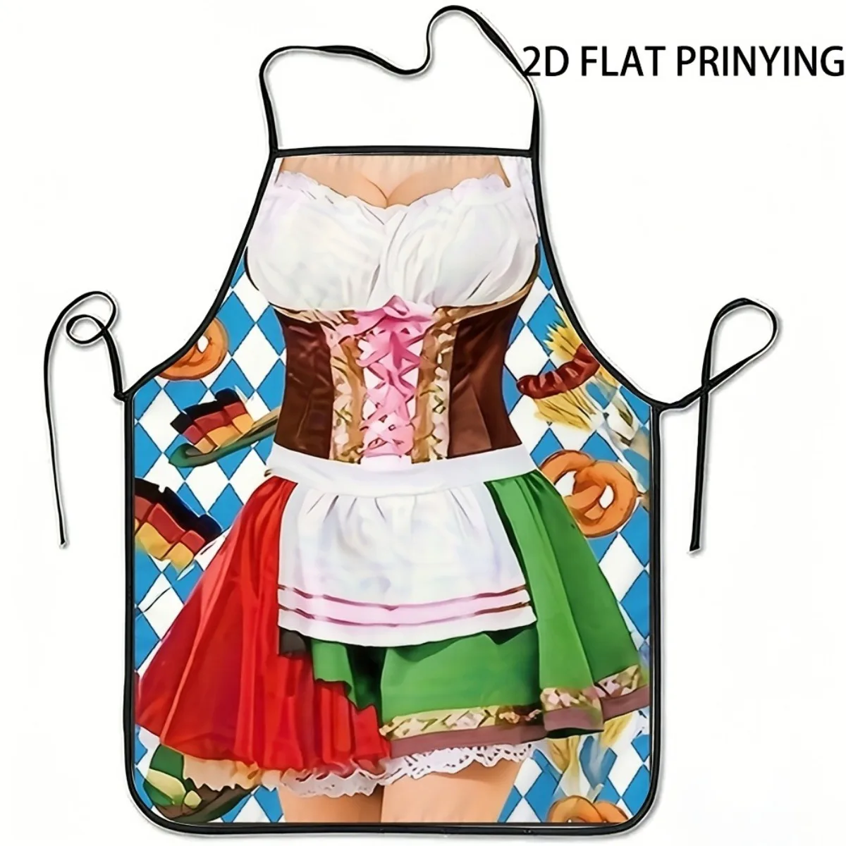 1pc 2D Flat German Oktoberfest Bavarian Lederhosen Print Apron, Unisex for BBQ, Baking & Themed Parties