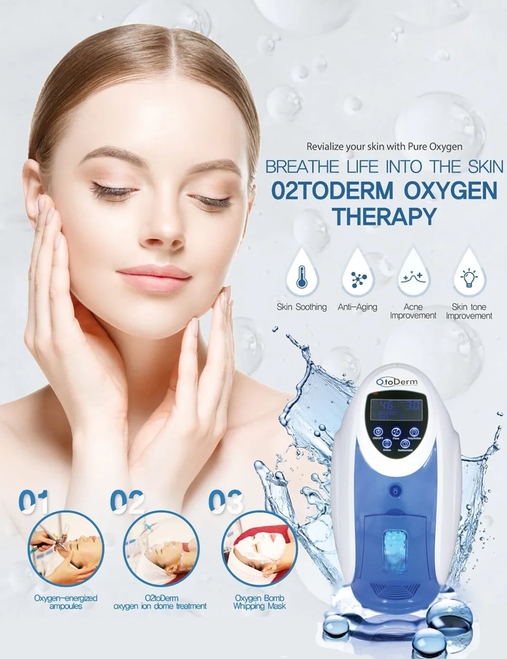 Newest Korea O2 To Derm Pure Oxygen O2derm Oxygen Facial Mask Dome Therapy Oxygen Infusion Facial Machine With O2toderm Dome