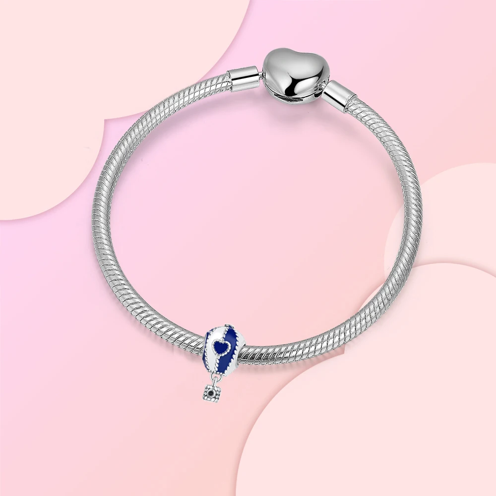 925 Sterling Silver Fashion high-end hot air balloon Beads Charms Bracelets Women DIY Jewelry Gift image 3