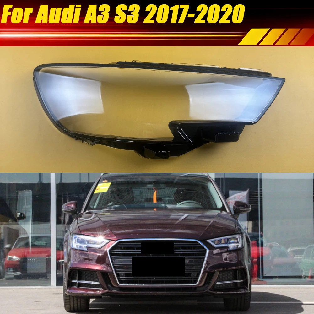 

For Audi A3 S3 2017 2018 2019 2020 Car Front Headlight Shell Transparent Lampshade Headlamp Cover Lens Lamp Shade Plexiglass
