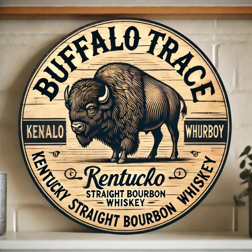 لافتة معدنية مسطحة ثنائية الأبعاد من الجاموس كنتاكي بوربون - لوحة فنية جدارية كلاسيكية من الألومنيوم، ديكور مقاوم للماء ومقاوم للبهتان #1