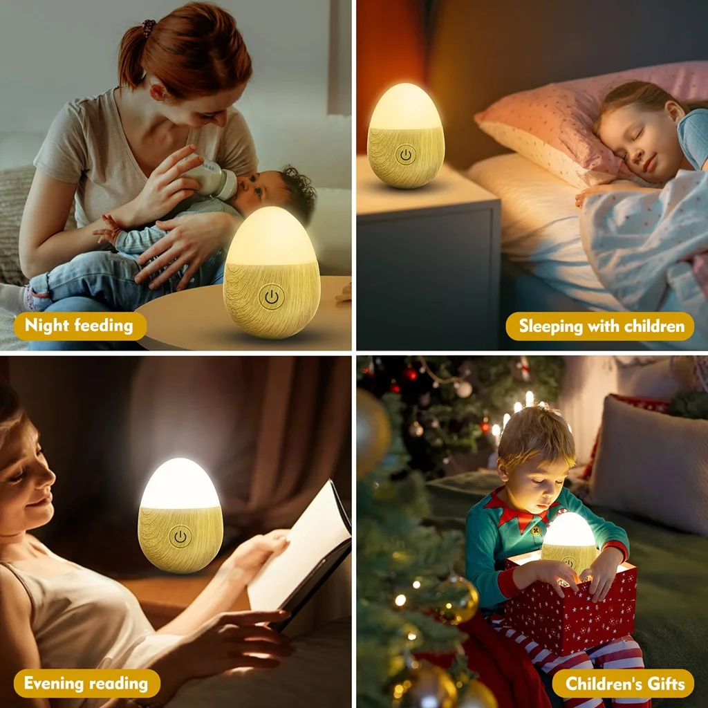 LED قابلة للشحن البيض ليلة ضوء السرير الجدول مصباح الإبداعية RGB الزخرفية Tumbleweed الغلاف الجوي ضوء غرفة نوم النوم ليلة Lig