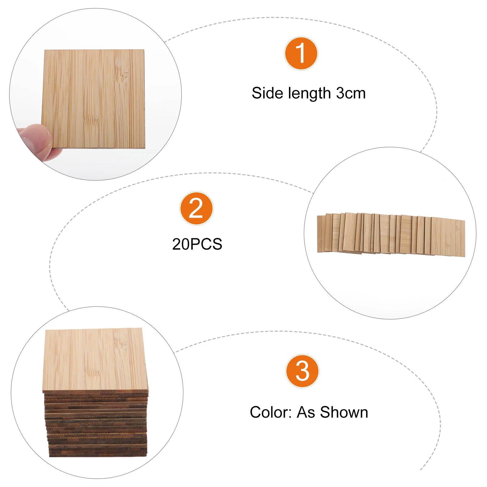 

20pcs Slices Square Bamboo Chips Diy Blank Crafts Hanging Tags For Gifts Kids Unfinished Bamboo Pieces Handicraft Material