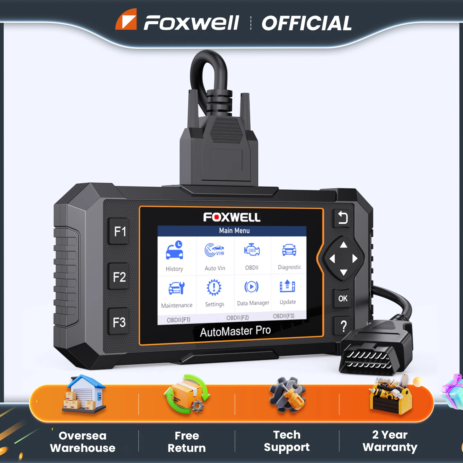 

Сканер FOXWELL OBD2 NT624 Elite, автомобильный диагностический сканер, считыватель кодов всех систем, SAS/Oil/EPB 8, сброс, OBD2 сканер, диагностический инструмент