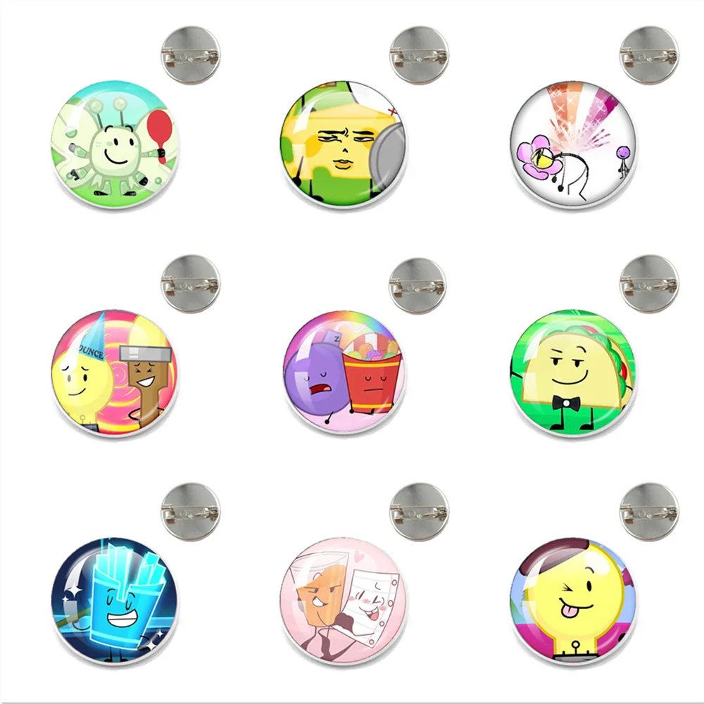 Inanimate Insanity Anime Cartoon Character Glass Brooch Badge BFDI Meme Hat Lapel Pin Brooch Badge Fashion Decor Jewelry Gift