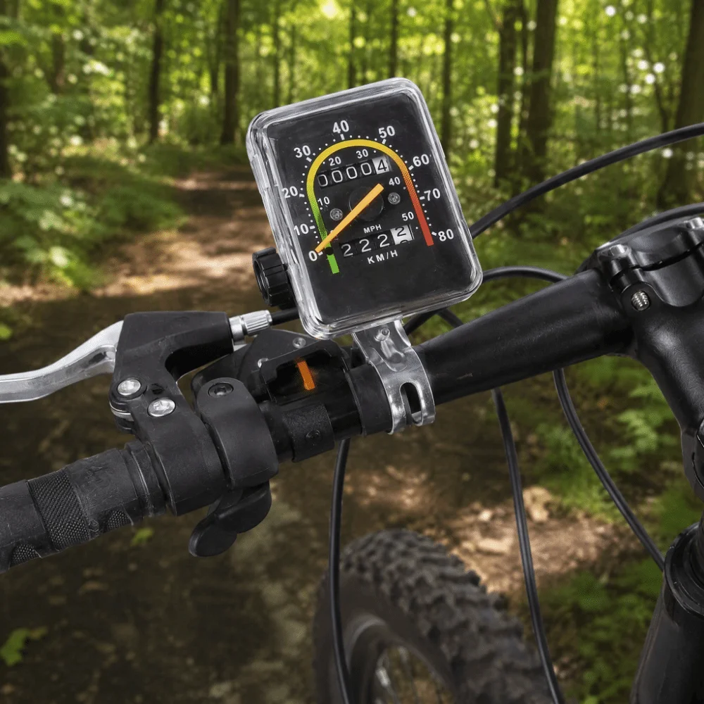 Square Bike Odometer Easy Installation No Battery Required Mechanical Bike Speedometer Black for 26, 27.5, 28, 29 Inch Bike