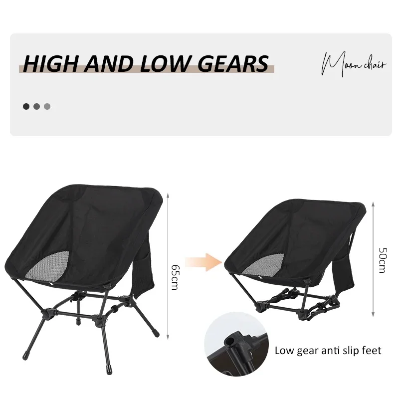 Lightweight Iron Tube Moon Chair, Square Four-Corner Foldable Camping Stool for Beach Fishing Outdoor Use image 3