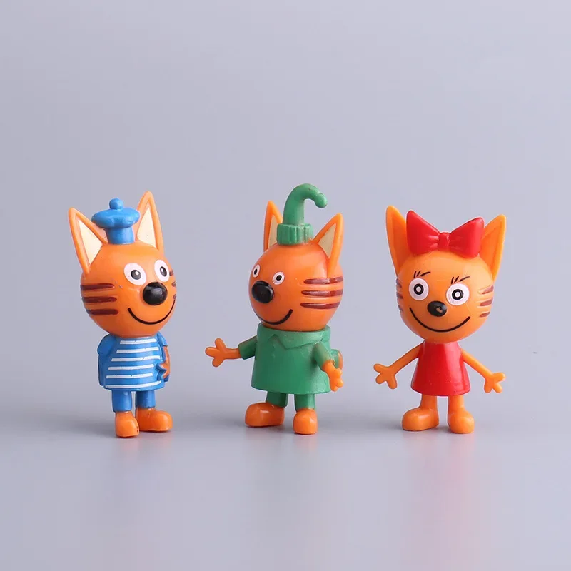 Figura de acción de 5 piezas para niños, juguete de 3 gatitos rusos, modelo de gato electrónico, manualidades, regalo de Navidad, novedad de 2023