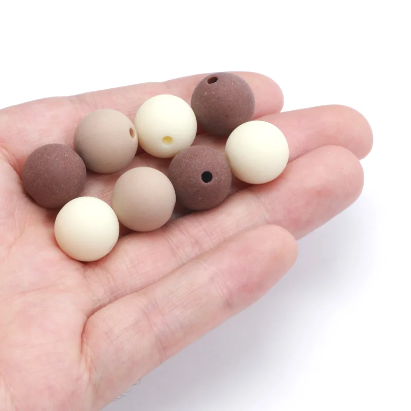 Matte Round Balls Spacer Beads Bracelet 14mm 20pcs Brown Acrylic Beads For Jewelry Making DIY Jewelry Beads Decoration Accessory