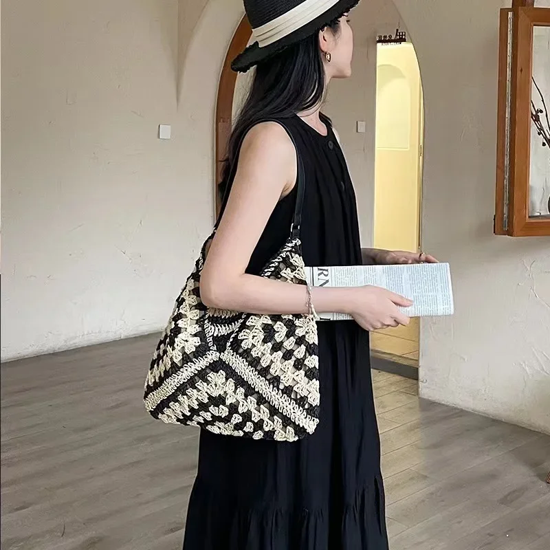 Straw Woven Underarm Bag Handbags Super Copy Brand Aesthetic Bags Luxury Replicas Sac De Luxe Femme Designer High Quality 2024