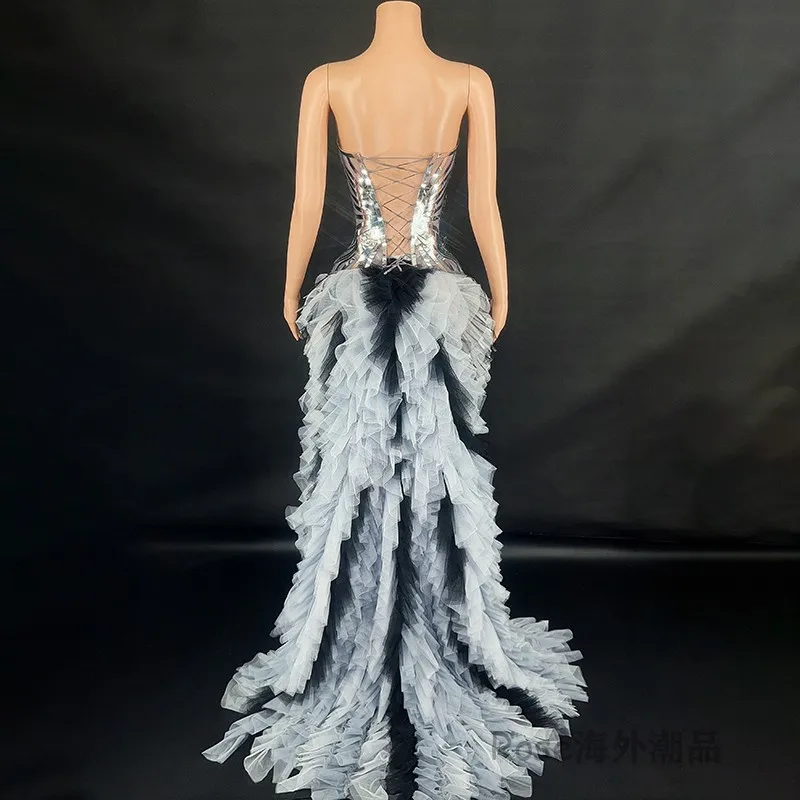 Vintage Floor-Length Evening Dress Host Singer Stage Performance Costume Party Show Runways Birthday Prom Celebrate Outfit