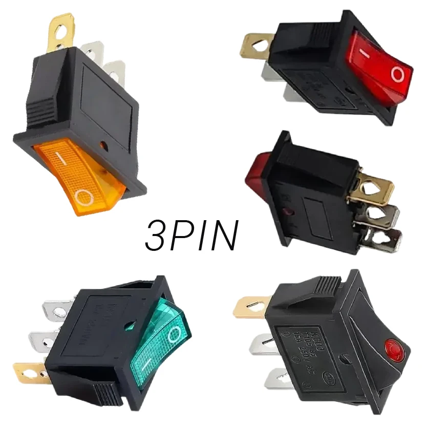 KCD3 Wippschalter 3-polig mit LED-Licht 15 A 250 V 20 A 125 V für elektrische Automotive-Schiffsausrüstung