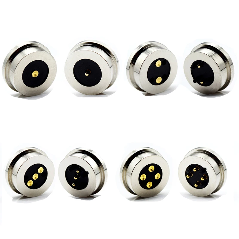 10mm2a/2/3/4p round high current magnet suction spring pogo pin connector male female probe DC power charging magnetic connector