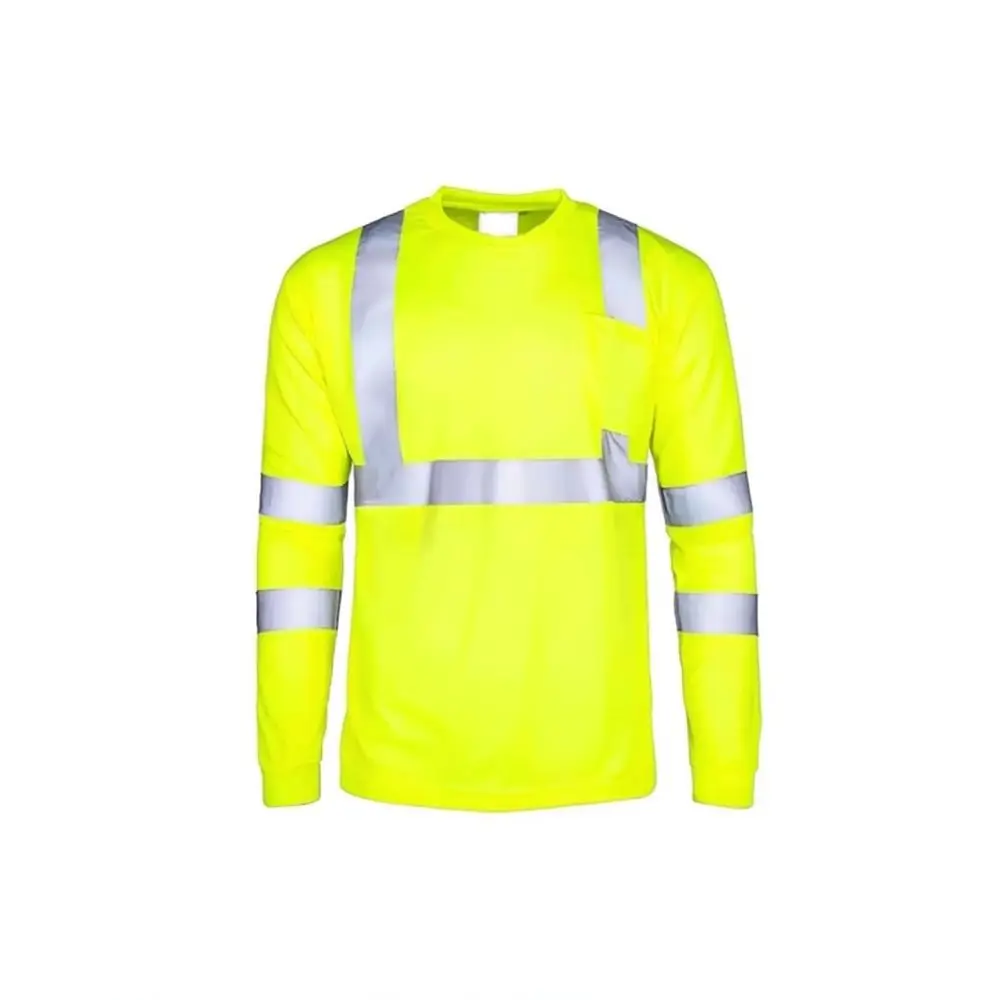Mens Reflective Work Uniform T Shirt Breathable Cotton Safety Tee For Outdoor Site Construction Logistics Transport Staff