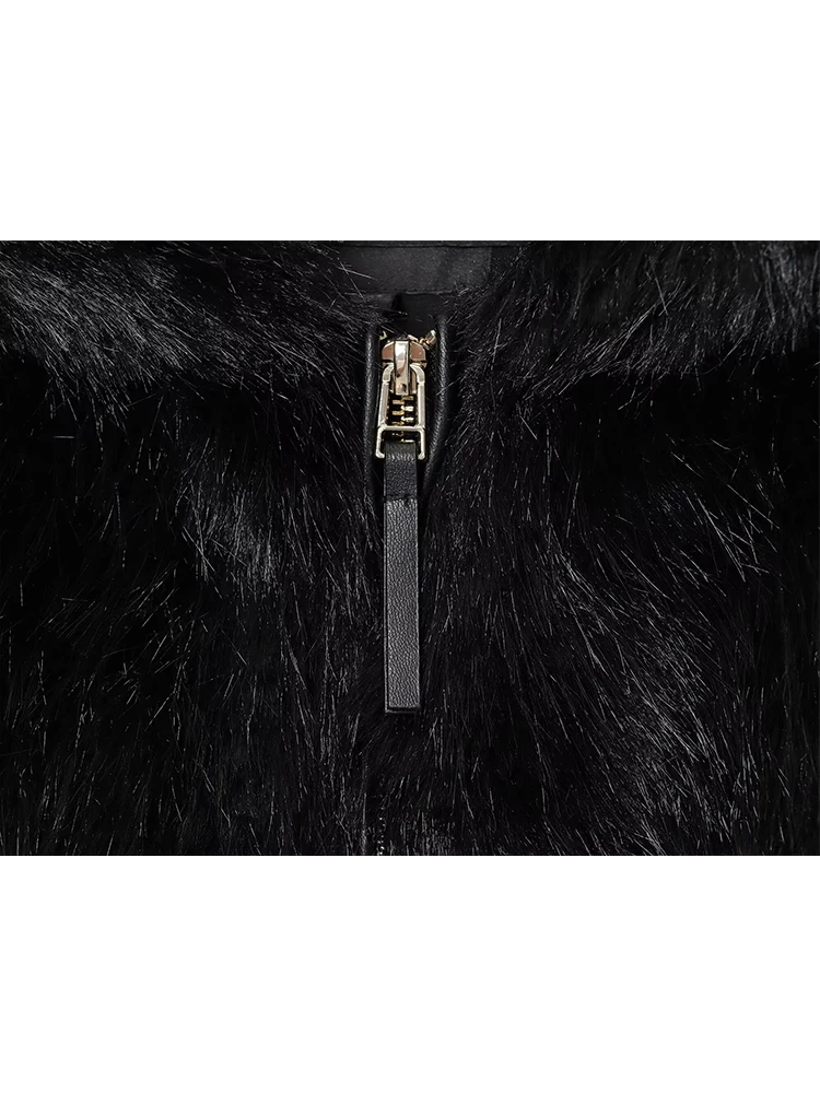 المرأة سترة الفراء 2025 الخريف الشتاء جديد سحاب أكمام طويلة مقنعين الترفيه شارع العليا سترة قصيرة المرأة بلون معطف #5