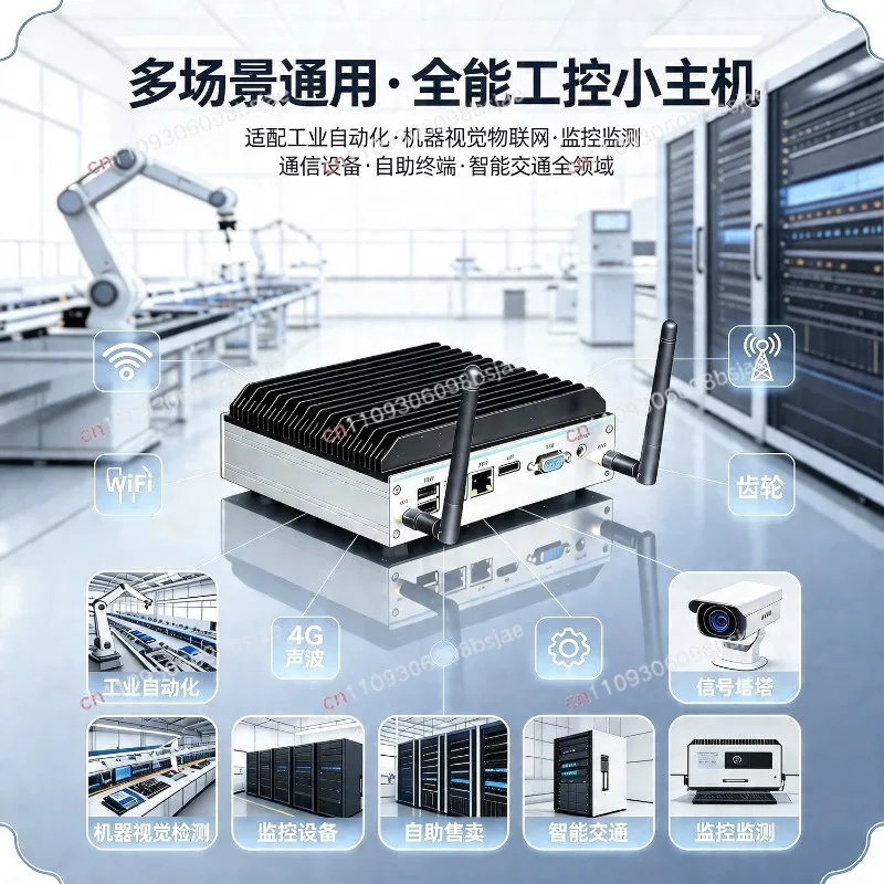 Mini industrial computer quad-core N100 dual network port dual serial port RS485 visual fully enclosed J1900 embedded