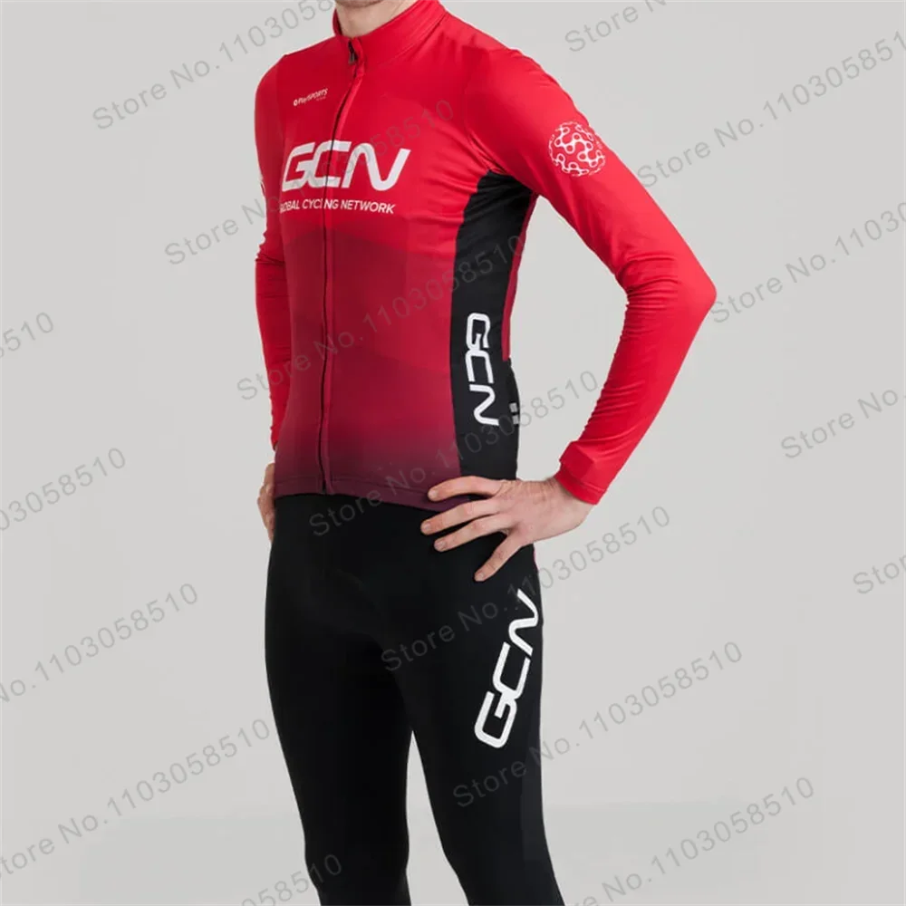 2024 NEW Pro Gcn Team Autumn Cycling Jersey Set Bib Pants Ropa Mountain Bike Jersey 9D Gel pro Cycling Pants Long Sleeve Suit