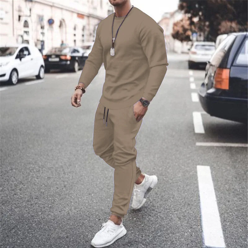 Hot Sales Mens Two-Piece Jogger Sports Suit Warm Autumn Winter Tracksuit Set with Running Sweatshirt And Sweatpants Men Clothing