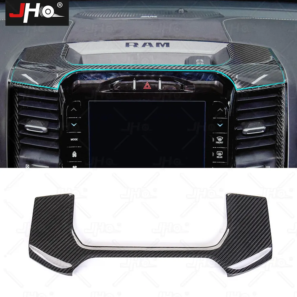 

JHO Real Carbon Fiber Dash Navigation Upper Panel Cover Trim Fit for Ram 1500 TRX 2022 2023 Pickup Interior Accessories