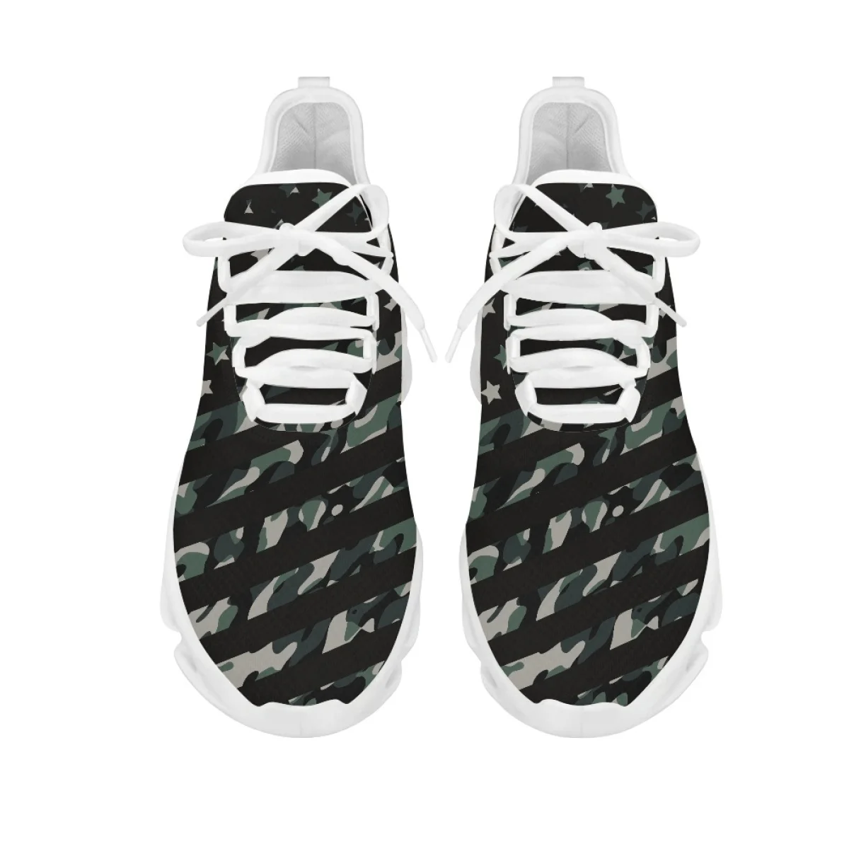 Belidome American Flag Camo Huntiing Design Shoes Womens Athletic Running Mesh Breathable Casual Sneakers Up Walking Footwear