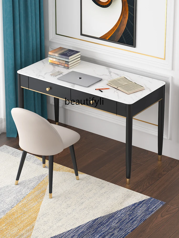 Light Luxury Stone Plate Desk Simple Modern Nordic Simple Ins Style Small Apartment Study Computer Desk Home