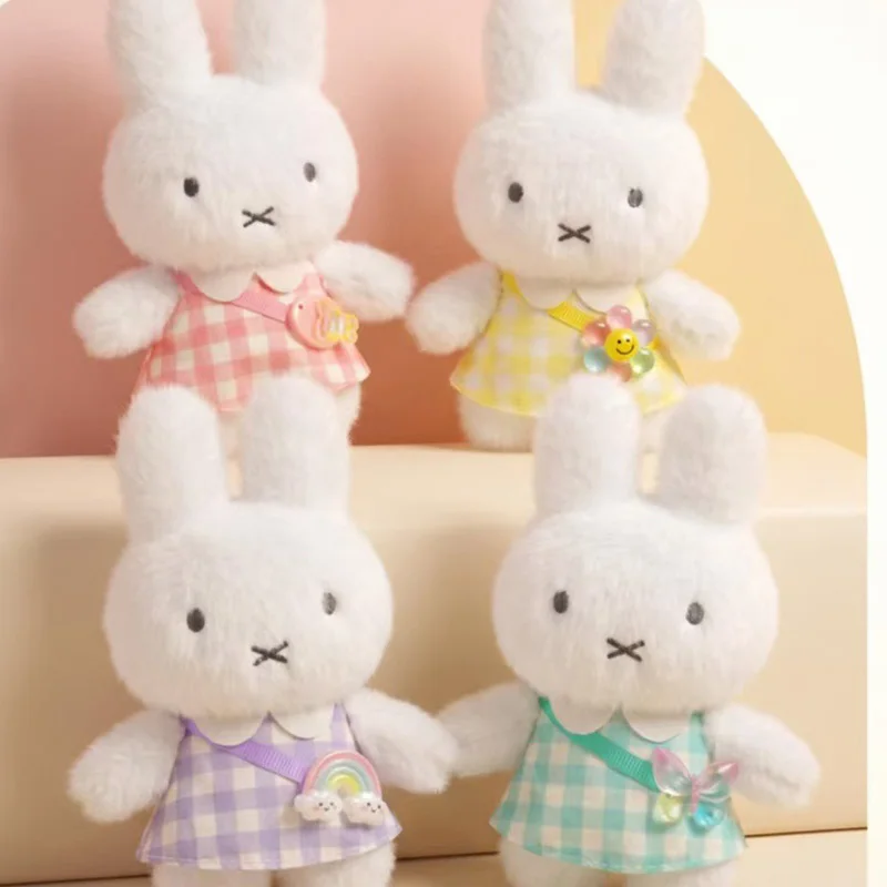 Cute Miffy Plush Toy Cartoon Plaid Skirt Rabbit Plush Keychain Student Schoolbag Accessories Creativity Anime Peripherals Gift