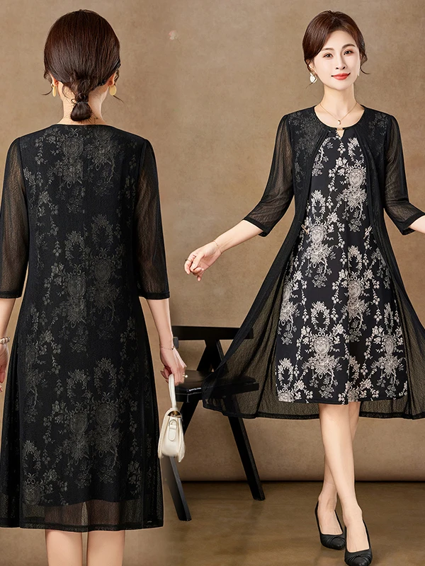 Elegante mesh-jurk met middell - Women Fashion Over 60 recensie en prijs