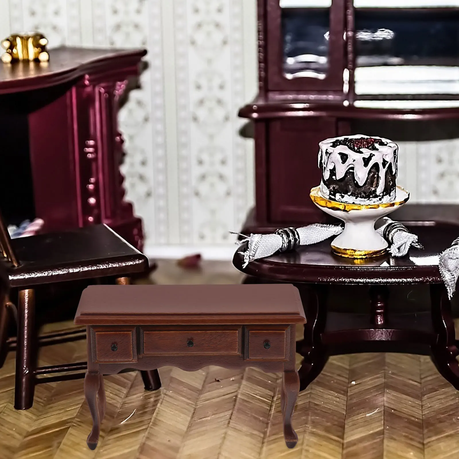 

1pcs Miniature Furniture Light Brown Wooden Table for Micro Food Mini Dollhouse Furniture Scene Mini Kitchen AccessoriesToy