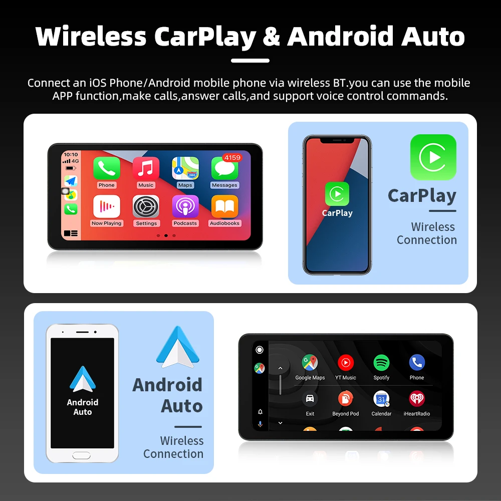 EKIY 6.3Inch Navigasi Motor Carplay IP67 Tahan Air Perekam Perjalanan Monitor Motor Wireless Carplay Android Auto GPS Motor