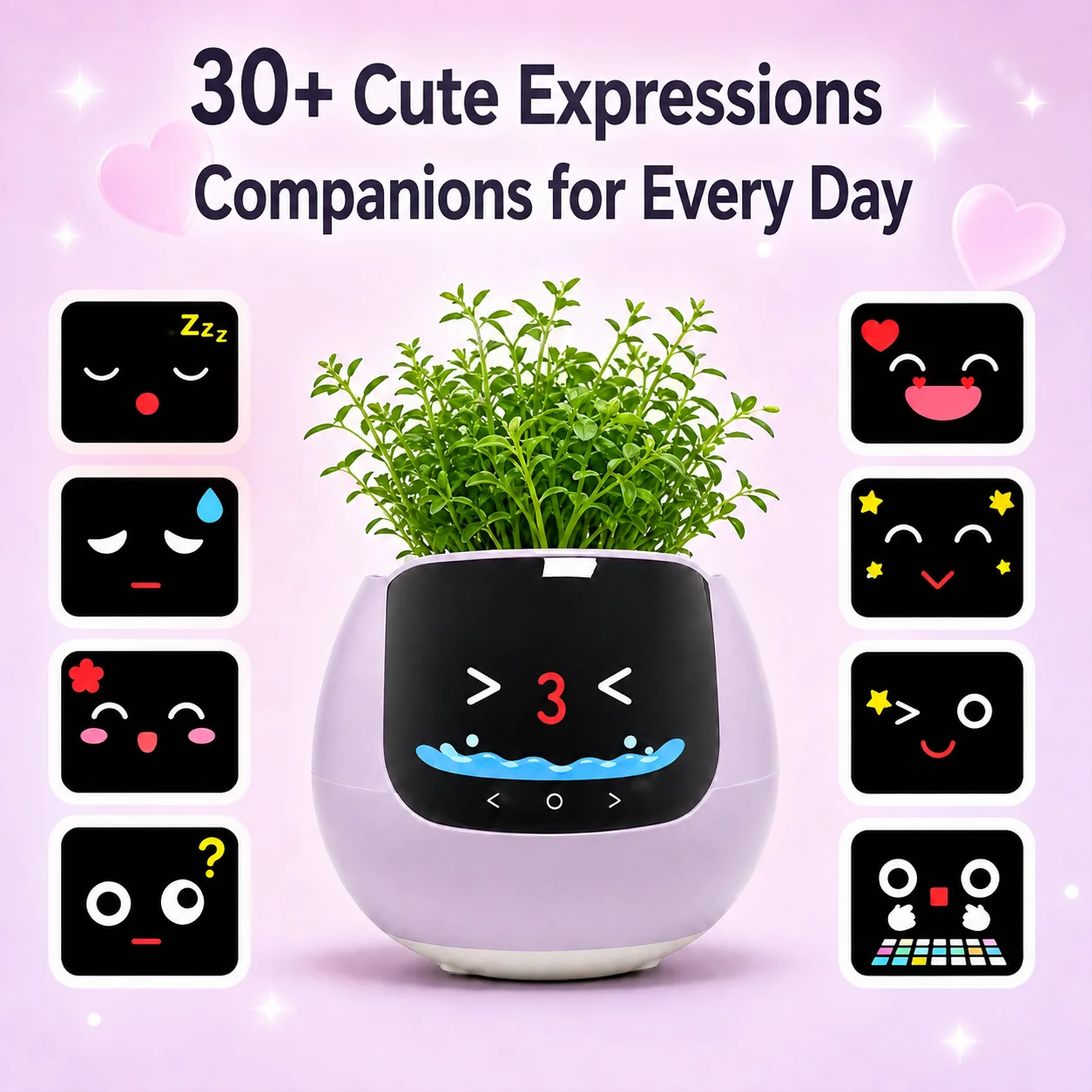 AI Smart Flower Pot Auto Watering WiFi Remote Control Intelligent Planter with Touch Screen Multi Expression Sensor Gift