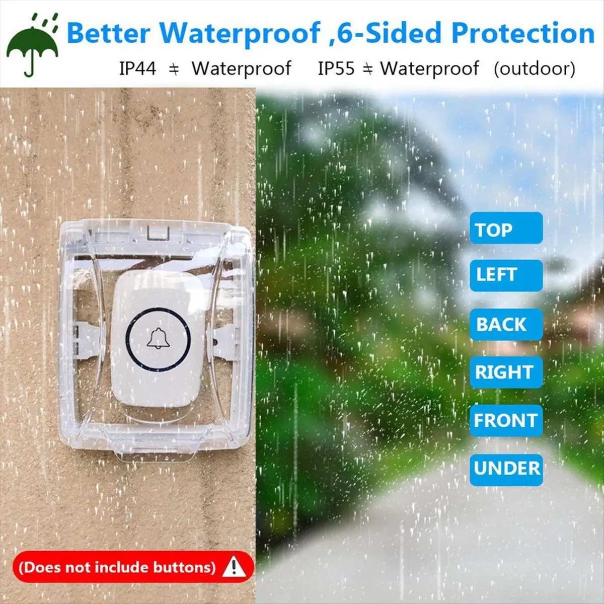 A73P Doorbell Waterproof Cover Transparent Rainproof Cover Waterproof Rain Cover Box Outdoor Suitable Button Waterproof Cover