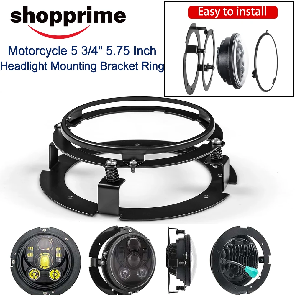 

Комплект кронштейнов для фары мотоцикла/автомобиля Shopprime, круглый, 5 3/4 дюйма (5,75 дюйма), алюминиевый, с декоративным кольцом для крепления фары