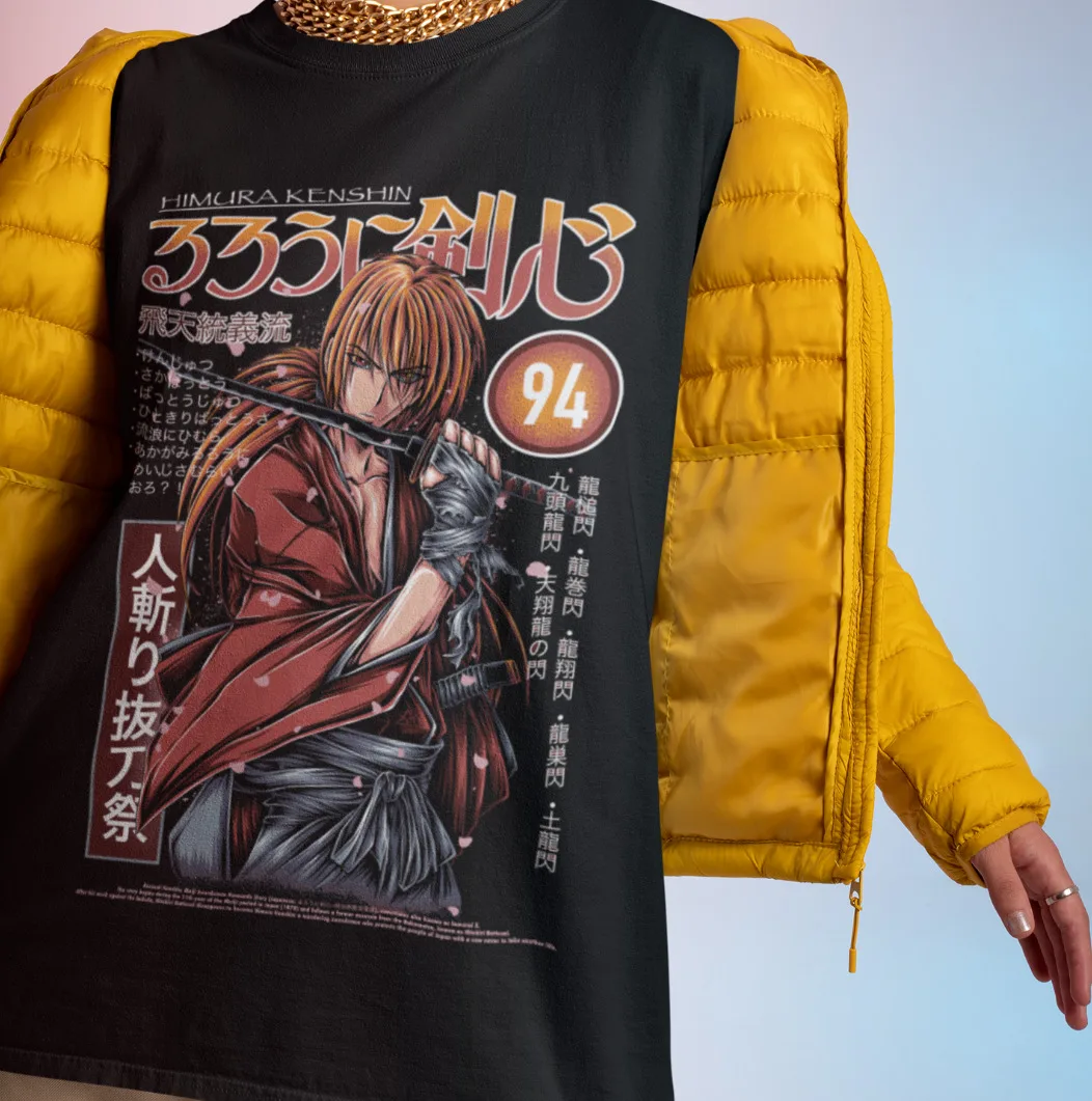 

Rurouni Kenshin Anime Shirt Kaoru Kamiya Tshirt Hiko Seijuro Tee Makoto T-Shirt