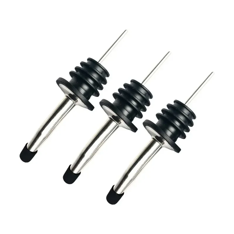 

3 Pcs Stainless Steel Classic Bottle Pourers Tapered Spout Liquor Pourers with Rubber Dust Caps Spouts for Pours Liquor Corks