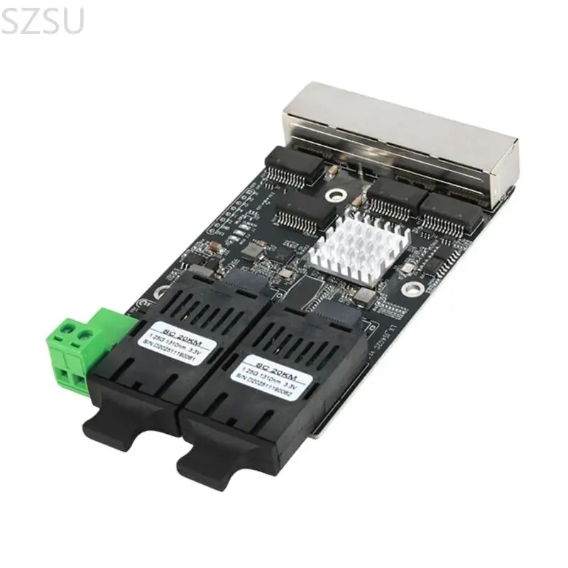 SZSU 2 Fiber 4 Ethernet Gigabit Networking Switches Module Supports 5V To 36VDC Power Supply